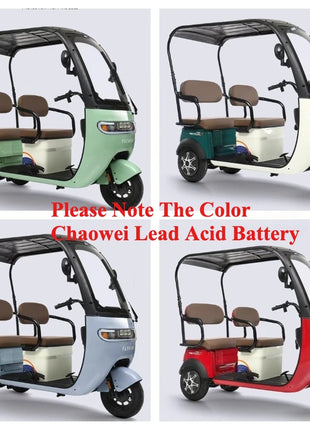 2025 Hot Selling Electric Tricycle for Family Use Open Body Rickshaw with Roof for Passenger and Cargo for Adults