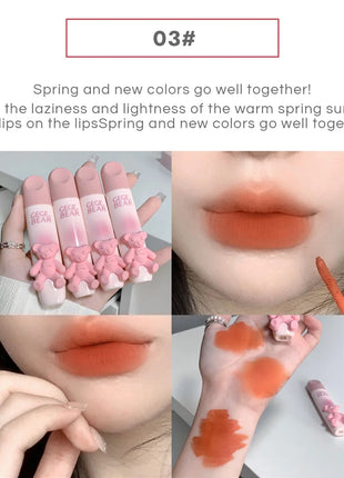 Gegebear Bear Lip Glaze Matte Velvet Lipstick Long-lasting Whitening Lip Cream Lip Mud - Riparo82
