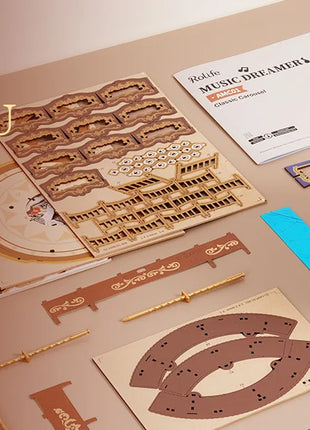 Robotime Rolife Carosello classico Carillon Facile da montare Puzzle in legno 3D Design mobile con regali di Natale leggeri per la famiglia - riparo82