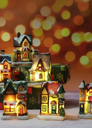 Natale Nuove decorazioni natalizie Piccola casa in resina Micro paesaggio Casa in resina Piccoli ornamenti Regali di Natale