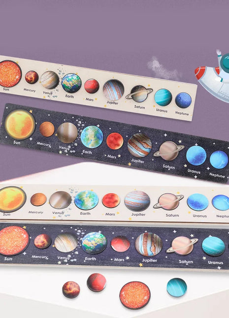 Nuovi giocattoli in legno Montessori Otto pianeti Puzzle Terra Sole Sistema solare Pianeti Pianeti Cognizione Giocattoli educativi Regali per bambini - riparo82