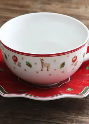 Tesoro tedesco Porcellana dura Giocattolo natalizio Joy Piatto piano multi-angolo Tazza di Natale Piattino Ciotola Candeliere - riparo82