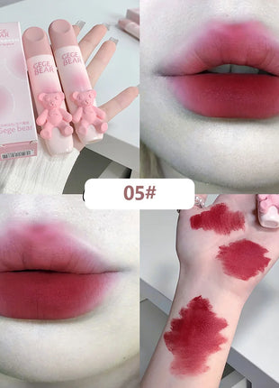 Gegebear Bear Lip Glaze Matte Velvet Lipstick Long-lasting Whitening Lip Cream Lip Mud - Riparo82