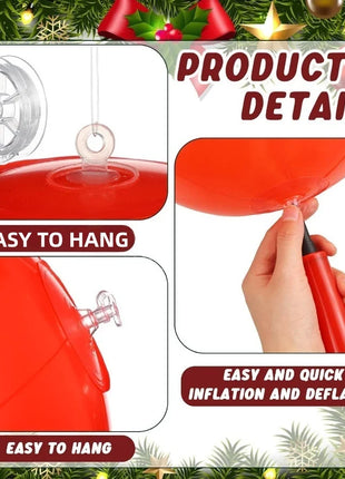 Ornamenti gonfiabili giganti della palla di Natale del PVC da 32 pollici Decorazioni grandi della palla di Natale del colpo all'aperto per gli ornamenti della festa di Natale - riparo82