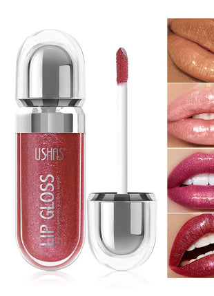USHAS 12 colors mirror fine flash liquid lipstick pearlescent color waterproof sweatproof non-stick cup lip gloss - Riparo82