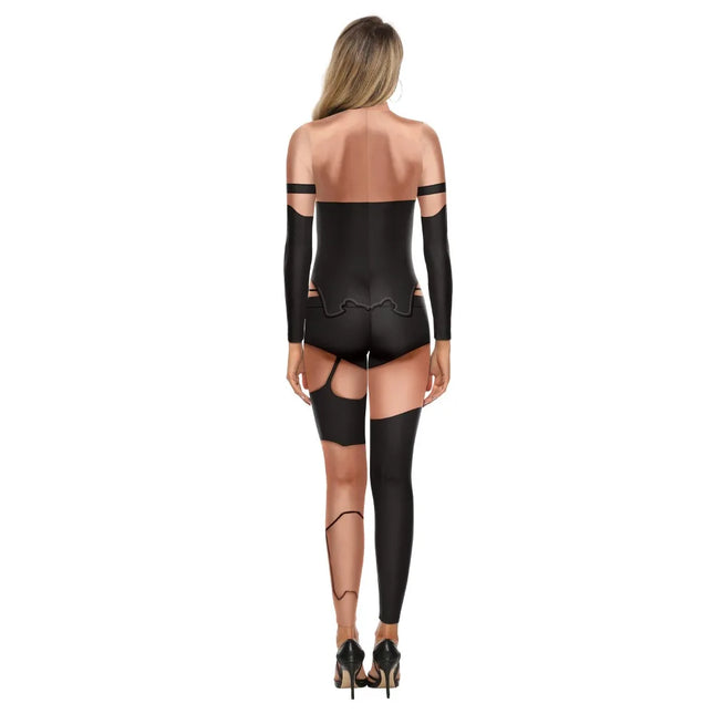 Halloween Bat Motif 3D Printing Bodysuit New Performance Matching Outfit Quirky Bodysuit Bottoms Long Sleeve Stage Slim Jumpsuit