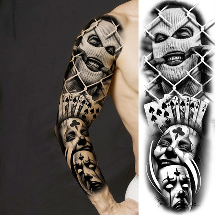 1 Sheet Full Arm Evil Witch Vampire Temporary Tattoos Sleeve Halloween Scary Skull Tatoo Waterproof Horrible Fake Tattoo Sticker