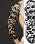 1 Sheet Full Arm Evil Witch Vampire Temporary Tattoos Sleeve Halloween Scary Skull Tatoo Waterproof Horrible Fake Tattoo Sticker - Riparo82