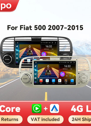 Hizpo 7 Inch 8 Core Car Radio Stereo for FIAT 500 2007-2015 GPS 2din Autoradio CarPlay Android 13 Auto Navigation Head Unit Wifi - Riparo82