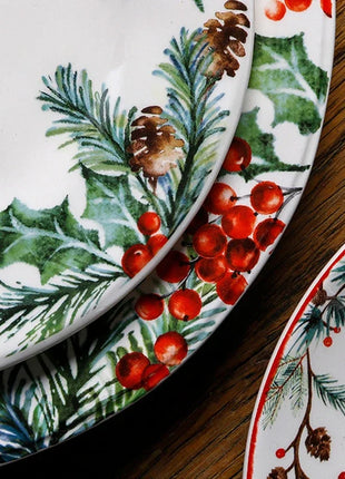 Set di piatti da pranzo in ceramica natalizia per uso domestico sottosmalto piatto rotondo Dim Sum sushi decorativo - riparo82