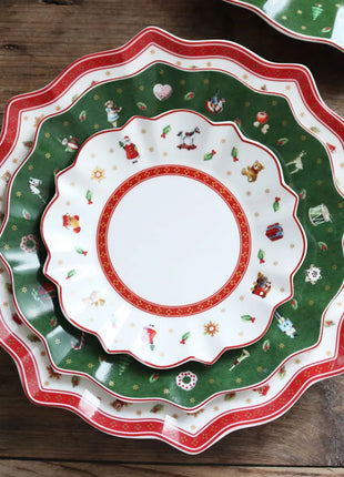 Tesoro tedesco Porcellana dura Giocattolo natalizio Joy Piatto piano multi-angolo Tazza di Natale Piattino Ciotola Candeliere - riparo82