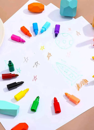 8 Pcs Stackable Crayons Stacking Buildable Crayons Colorful Stackable Crayons Party Favors DIY Rainbow Pencils, 12 Colors