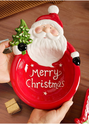 Piatto in ceramica di Babbo Natale dipinto a mano Vassoio decorativo regalo di Natale Piatto da dessert festivo Piatto da portata per biscotti carino - riparo82