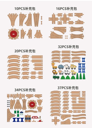 Set di binari ferroviari in legno Pacchetto di espansione Blocchi di costruzione fai-da-te Accessori Tracce adatte per binari in legno Biro Giocattoli educativi per bambini - riparo82