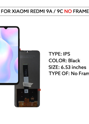 6.53 "IPS LCD Per Xiaomi Redmi 9A 9C Display LCD Touch Screen Digitizer Assembly M2006C3LG M2006C3MG LCD Parti di Ricambio - riparo82
