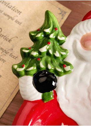 Piatto in ceramica di Babbo Natale dipinto a mano Vassoio decorativo regalo di Natale Piatto da dessert festivo Piatto da portata per biscotti carino - riparo82