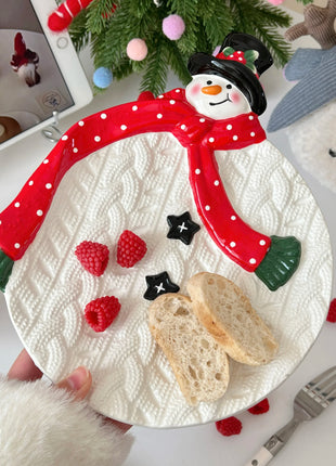 Piatto pupazzo di neve di Natale, piatto da dessert in ceramica, regalo di Natale, piatto creativo e carino - riparo82