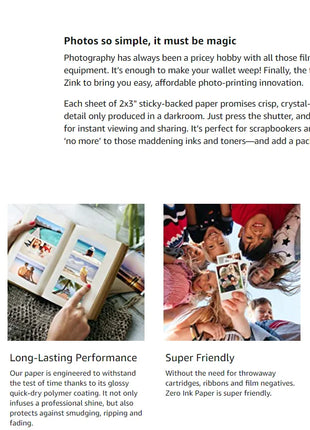 20-100 fogli per carta fotografica Kodak 2"x3 Premium Zink compatibile con Kodak Smile, Kodak Step, carta PRINTOMATICA