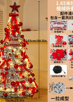 1.5M-2.25M Albero di Natale Allungabile PVC Floccato Albero di Natale Premium Denso Pino Artificiale Salvaspazio Pieghevole Ornamenti natalizi