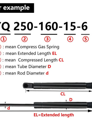 1PC 100N/23LB 150-350mm Universale Auto Molla A Gas Nylon End Raccordo Ascensore Supporto Tronco Portellone Strut Bar Sostituzione Gas Strut