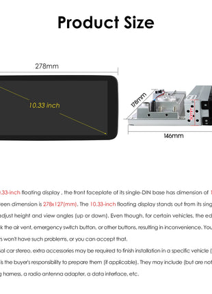 10.33'' Wireless Carplay Android 13 Universal Car Radio Support 4G WIFI DSP BT 1 Din Car Multimedia GPS Intelligent Autoradio - Riparo82