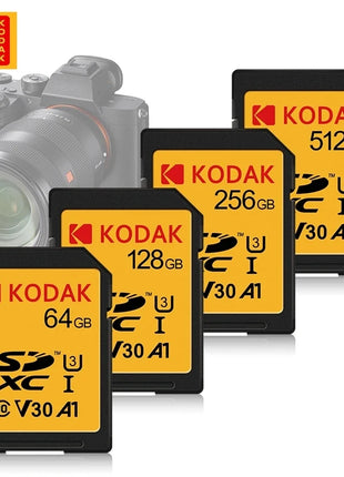 Scheda SD KODAK per fotocamera Scheda di memoria C10 ad alta velocità da 100 MB/s 32 GB 64 GB 128 GB 256 GB SDXC A1 U3 V30 UHS-I scard per 4K HD SLR DV