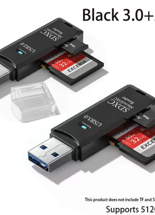 Lettore di schede USB 3.0 multifunzionale 2 in 1Micro SD TFMemoryCardReaderUSBFlashDrive Adattatore per schede per PC Accessori per laptop
