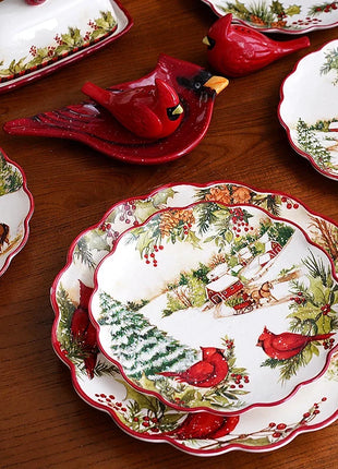Set di stoviglie in ceramica di natale piatto da pranzo occidentale colorato sottosmalto di alta qualità piatto decorativo per posate per la cena del Festival - riparo82