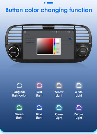 Hizpo 7 Inch 8 Core Car Radio Stereo for FIAT 500 2007-2015 GPS 2din Autoradio CarPlay Android 13 Auto Navigation Head Unit Wifi - Riparo82