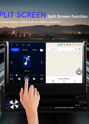 Hikity Carplay 4+64G Android 1Din Car Multimedia Player Retractable Screen GPS Navigation WIFI Bluetooth 1din autoradio No DVD - Riparo82