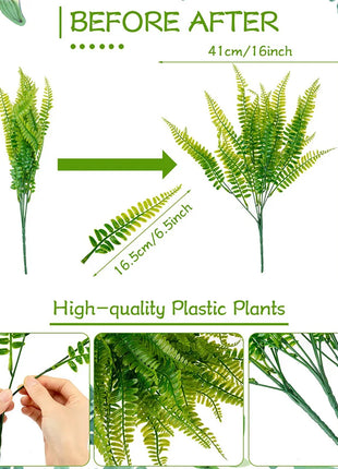 4 Bundles Artificial Plants Fake Boston Ferns Bushes Faux Shrubs  Greenery UV Resistant Plant for Home Garden Outdoor Yard Decor