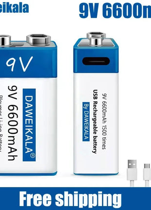 Nuova batteria ricaricabile veloce agli ioni di litio da 9 V 6600 mah Teyt-c Interfaccia USB batteria 9 V multimetro microfono al litio Giocattolo + cavo - riparo82