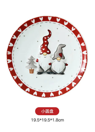Set di posate in ceramica di babbo natale creativo nordico piatto per la cena in ceramica piatto per snack tazza per teiera per la casa barattolo sigillato regalo di natale - riparo82