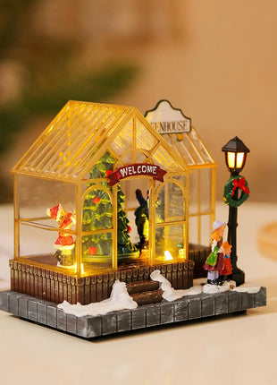 Scena di Natale Case del villaggio Edifici da collezione Casa di Natale da tavolo a LED per camera da letto Soggiorno interno Scrivania Festa di Natale