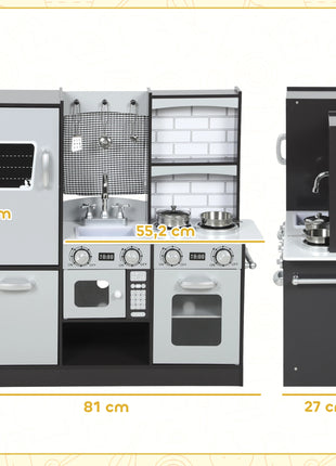Cucina giocattolo in legno con suono Accessori in acciaio inossidabile per bambini dai 3 anni in su Marrone scuro - riparo82