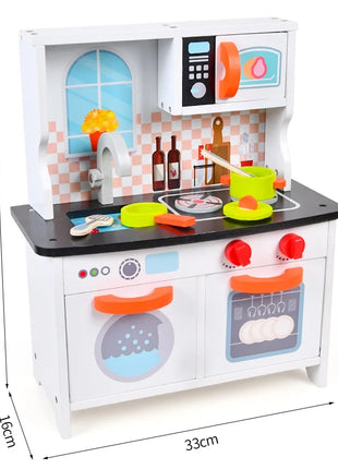 Set da gioco per mini frigorifero da cucina per bambini in legno - Pentole realistiche per giochi di finzione Regali di compleanno unisex per ragazzi e ragazze - riparo82