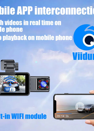 Car Dash Cam 3Lens WIFI 1080P Video Recorder Vehicle DVR Rear View Camera Parking Monitor Black Box Night Vision Auto Accessory - Riparo82