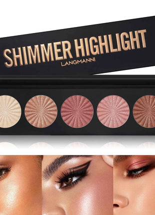 Highlighting and Contouring Palette 5 Colours All-in-One Makeup Palette Stereoscopic Natural Highlighting Makeup Palette