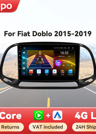 Hizpo AI Voice Autoradio Radio For Fiat Doblo 2015 - 2019 4G Car Multimedia GPS 2din Wireless CarPlay Android Auto Navigation BT - Riparo82
