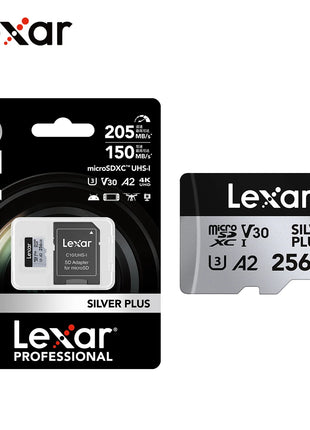 Scheda di memoria Lexar SILVER PLUS 64 GB 128 GB 256 GB Velocità di lettura fino a 205 MB/s A2 V30 4K UHD TF 1366x Scheda Micro SD professionale
