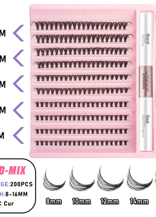 10D/20D/30D Fake Eyelashes Extensions Kit Lash Bond and Seal False Eyelashes Makeup Set DIY Long Lashes Clusters Make up Tool - Riparo82