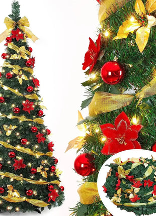 Vendita calda 120/150/180/210 cm Pieghevole Pre-Decorato Albero Di Natale Pop-Up Decorazione Festiva Decorazioni Per La Casa Albero Di Natale Portatile