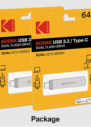 Kodak Type C Pendrive USB 3.2 Chiavetta USB in metallo 128 GB 64 GB 32 GB 256 GB HDD 2 in 1 U-disk per chiavi Smartphone Laptop Desktop