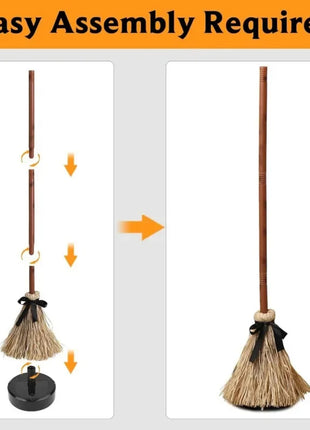 Floating Witch Broom Halloween Holiday Party Decoration Props Haunted Animation Dance Broom Home Decorations - Riparo82
