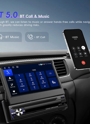 Hikity Carplay 4+64G Android 1Din Car Multimedia Player Retractable Screen GPS Navigation WIFI Bluetooth 1din autoradio No DVD - Riparo82