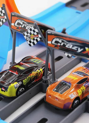 Stunt Speed Doppia competizione Ruote per auto Modello Pista da corsa Kit ferroviari assemblati fai-da-te Veicolo catapulta Ragazzo Giocattoli per bambini Regalo - riparo82
