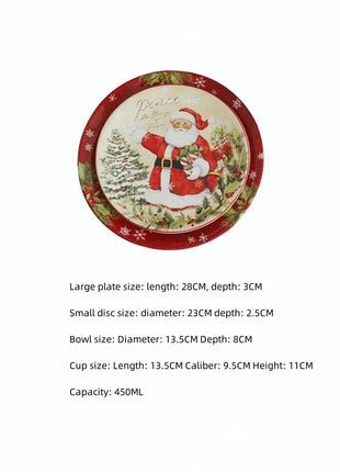 Piatti in ceramica a tema natalizio Set di stoviglie per la cena Colore Sottosmalto Processo Caffè Zuppa Tazza Ciotola Piatto da bistecca di Babbo Natale - riparo82
