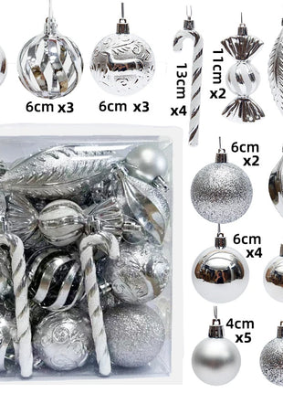 29/36/40 pezzi palla di Natale argento rosso albero di Natale pendenti appesi stampati sfere di Natale in oro a forma speciale 2024 nuovo - riparo82