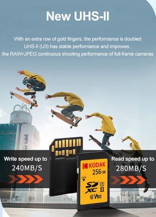 Scheda SD per fotocamera Kodak ad alta velocità 280 Mb/s V60 V90 U3 64 GB 128 GB 256 GB 1T Scheda di memoria per Canon per fotocamera Sony Supporto video 4K 8K