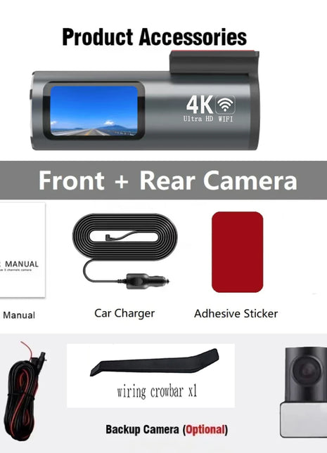 Dash Cam 4K WiFi GPS Dash Camera for Cars Mini Front Car DVR 24H Parking Mode G-Sensor Car Driving Video Recorder Loop Recording - Riparo82